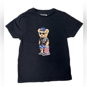 denim and flowers bear kids  shirt